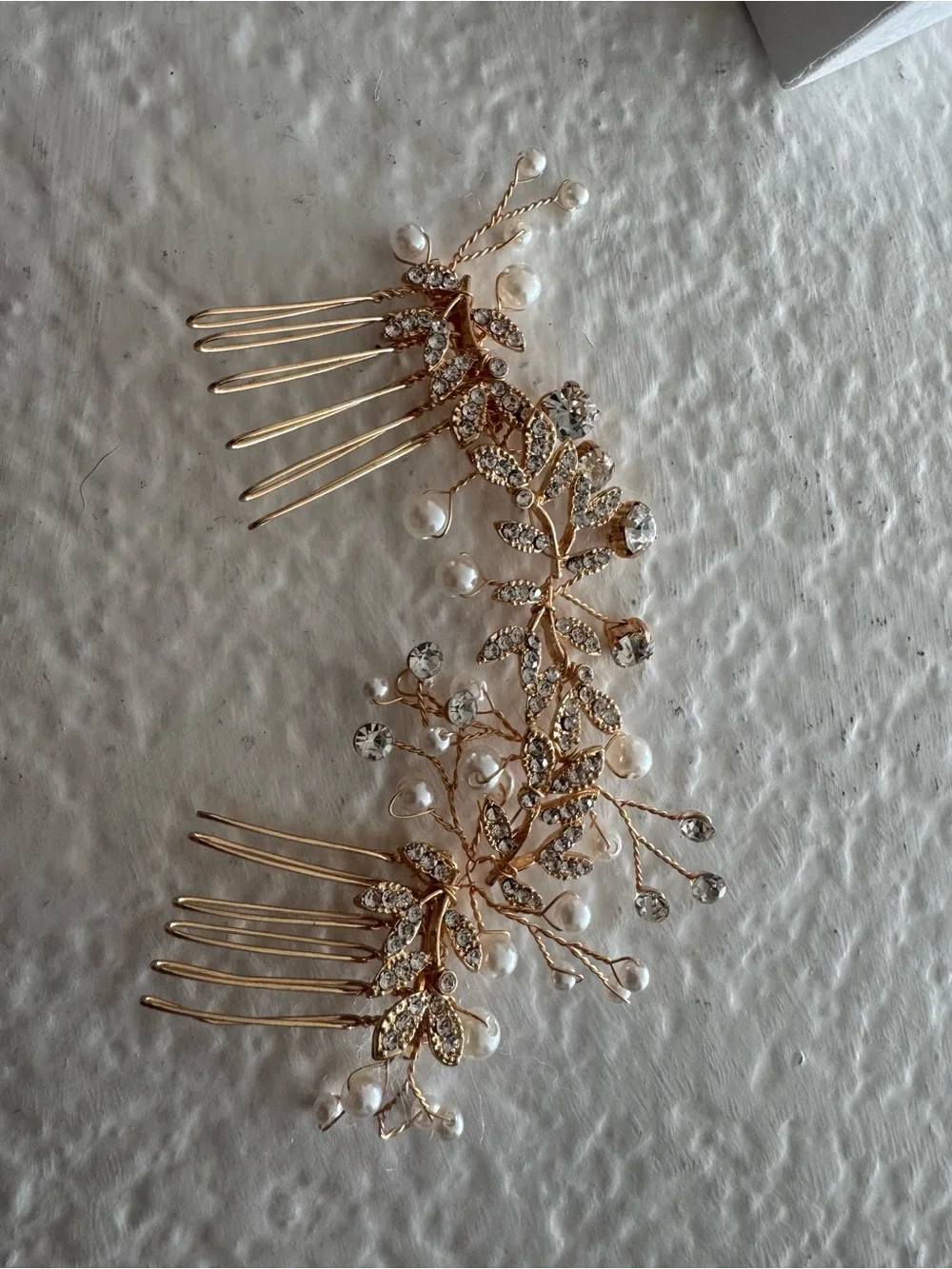 5” Gold Pearl & Crystal Bridal Hair Comb - Elegant Wedding Accessory